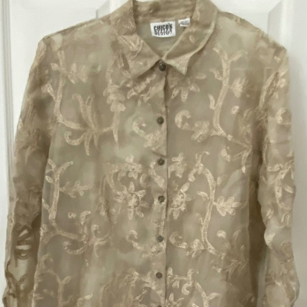 Chico Design, Sheer Collared, Button Down Blouse,… - image 6